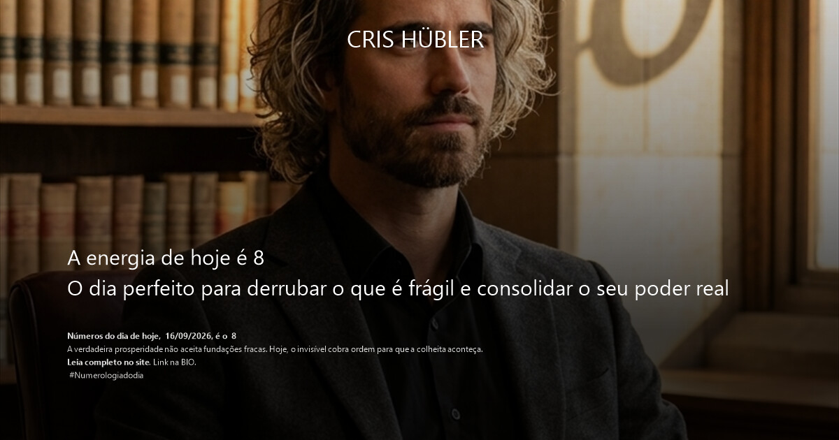 A energia de hoje é 8
O dia perfeito para derrubar o que é frágil e consolidar o seu poder real