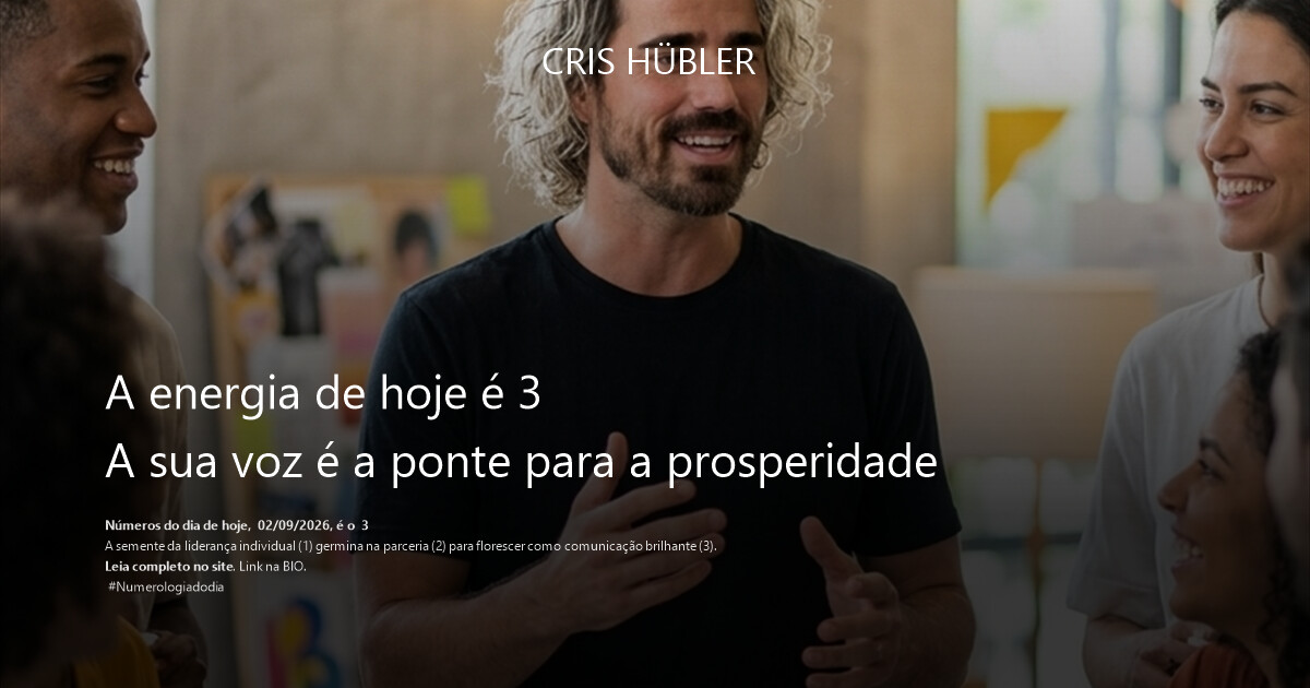 A energia de hoje é 3
A sua voz é a ponte para a prosperidade