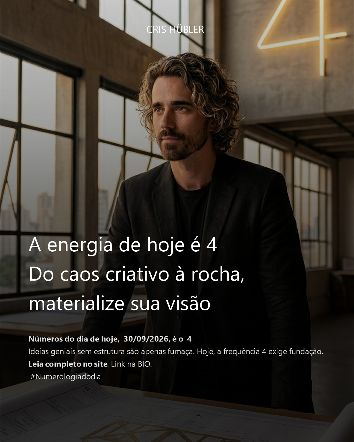 A energia de hoje é 4
Do caos criativo à rocha, materialize sua visão