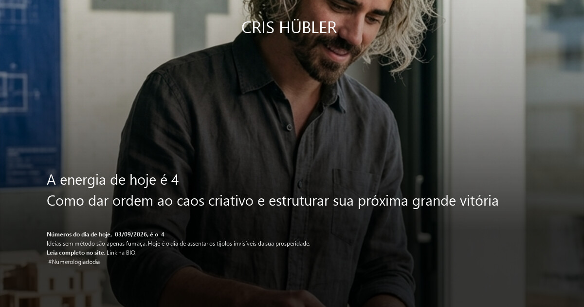 A energia de hoje é 4
Como dar ordem ao caos criativo e estruturar sua próxima grande vitória