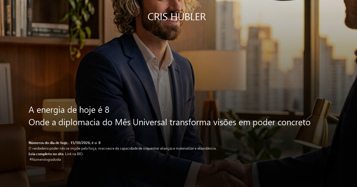 A energia de hoje é 8
Onde a diplomacia do Mês Universal transforma visões em poder concreto