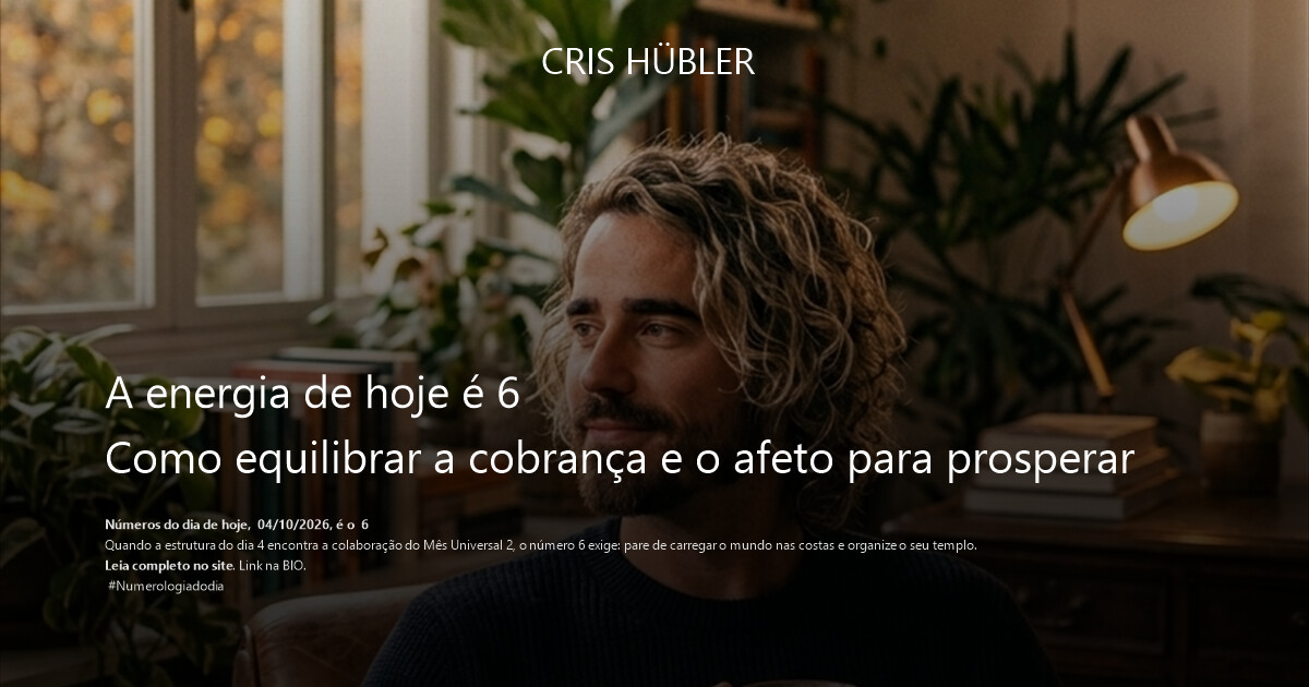 A energia de hoje é 6
Como equilibrar a cobrança e o afeto para prosperar