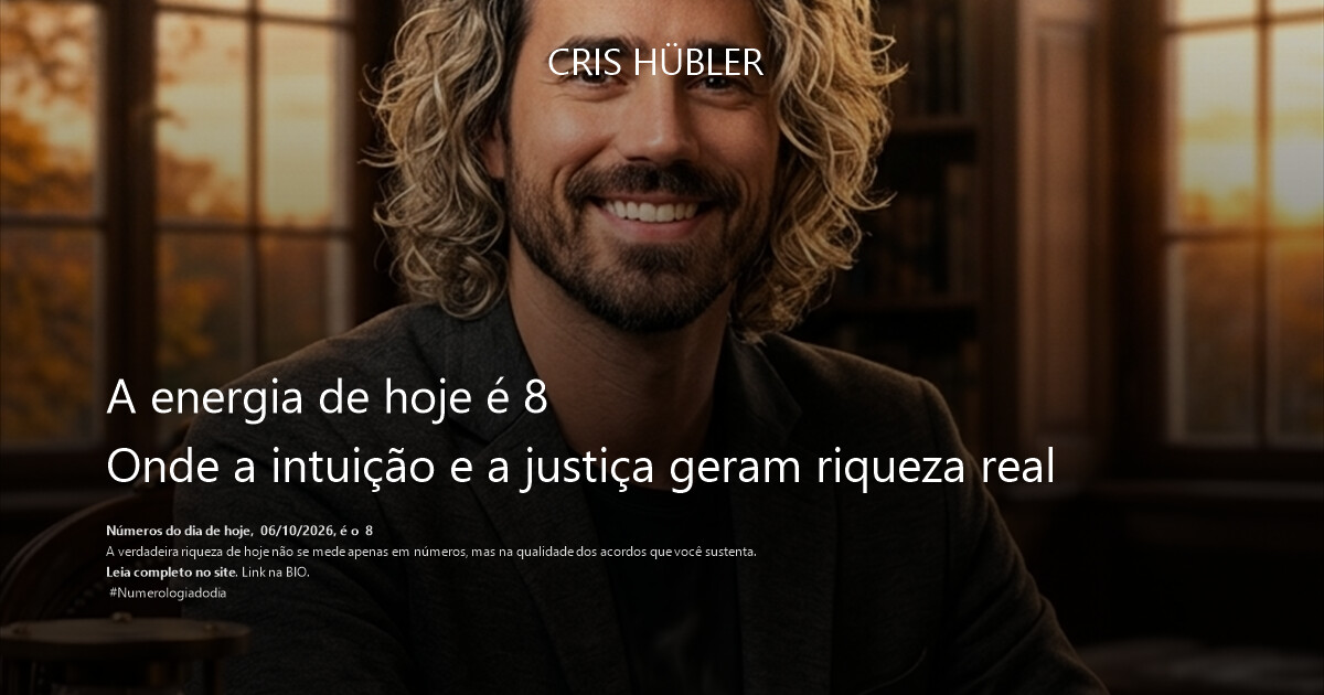 A energia de hoje é 8
Onde a intuição e a justiça geram riqueza real