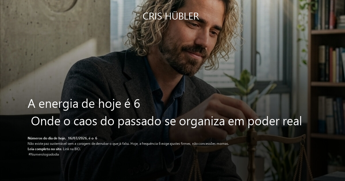A energia de hoje é 6 
 Onde o caos do passado se organiza em poder real