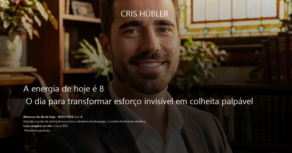 A energia de hoje é 8 
 O dia para transformar esforço invisível em colheita palpável