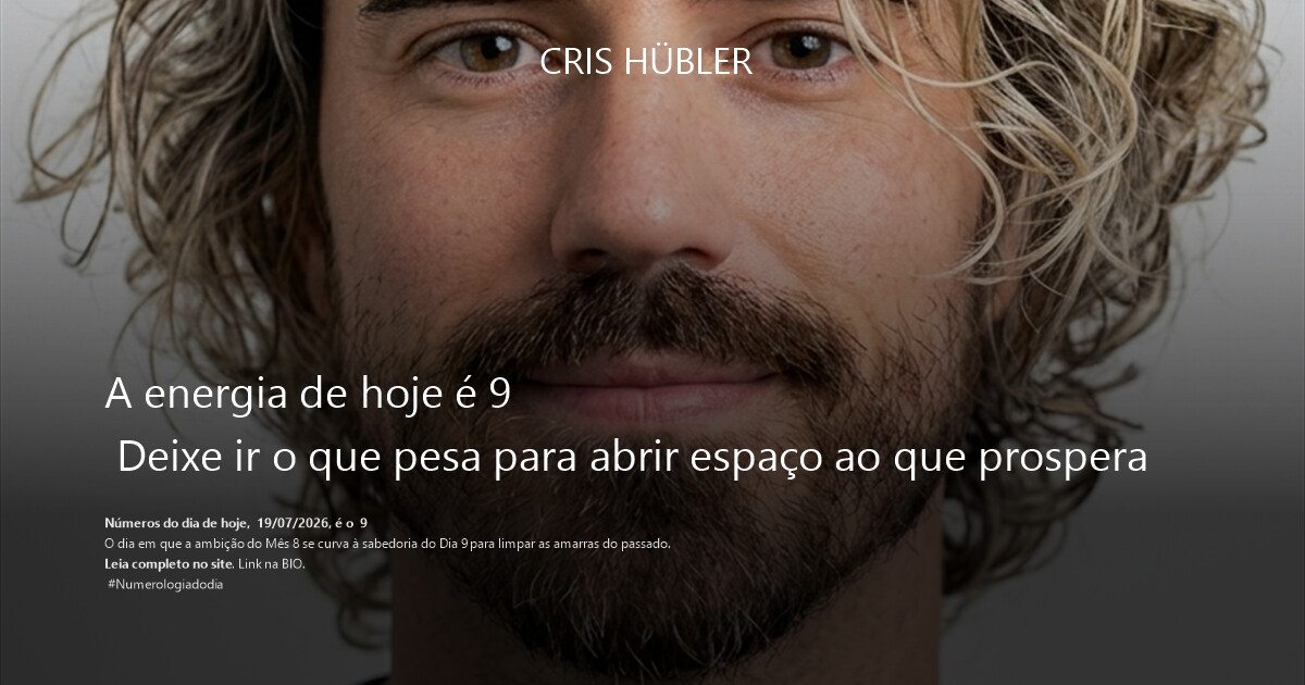 A energia de hoje é 9 
 Deixe ir o que pesa para abrir espaço ao que prospera