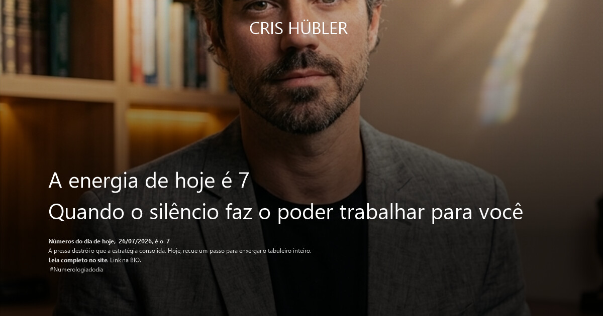 A energia de hoje é 7
Quando o silêncio faz o poder trabalhar para você