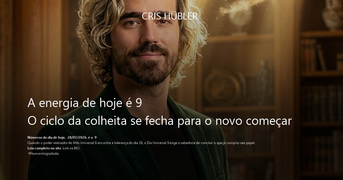 A energia de hoje é 9
O ciclo da colheita se fecha para o novo começar