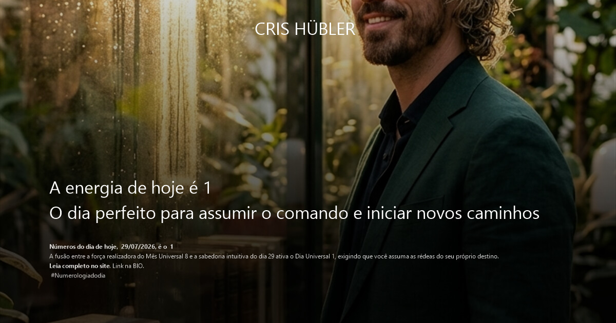A energia de hoje é 1
O dia perfeito para assumir o comando e iniciar novos caminhos