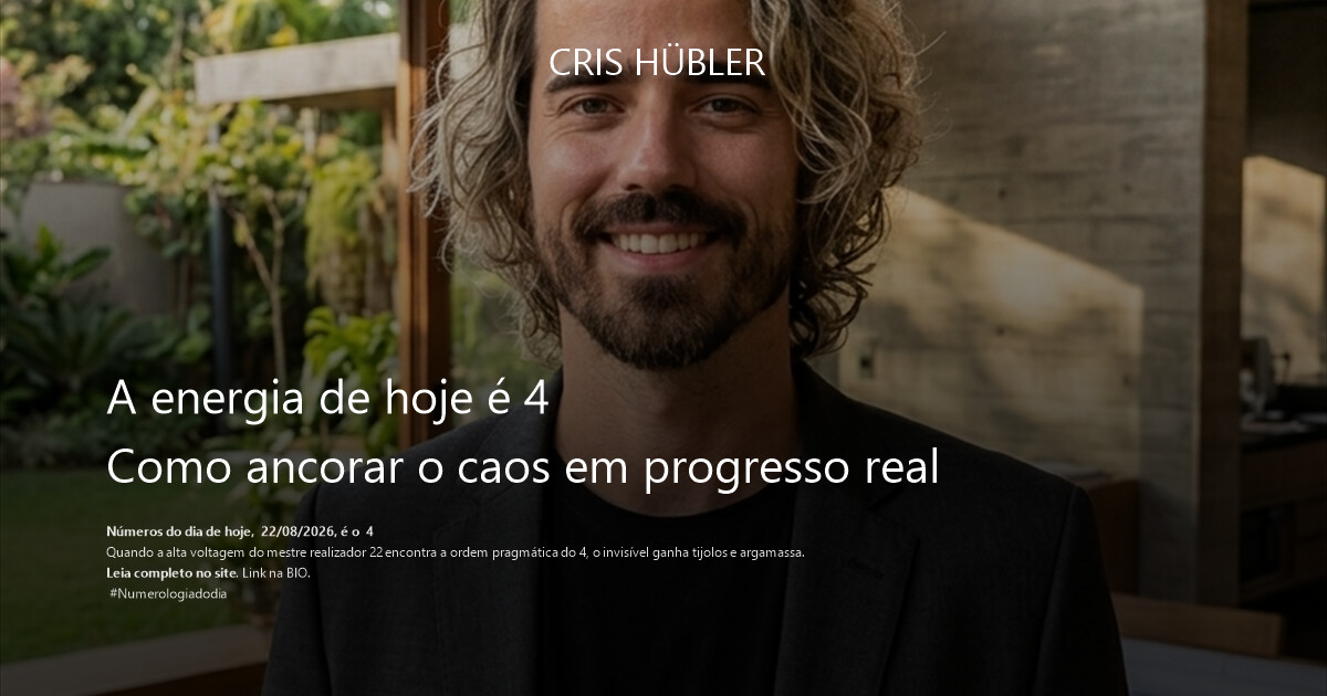 A energia de hoje é 4
Como ancorar o caos em progresso real